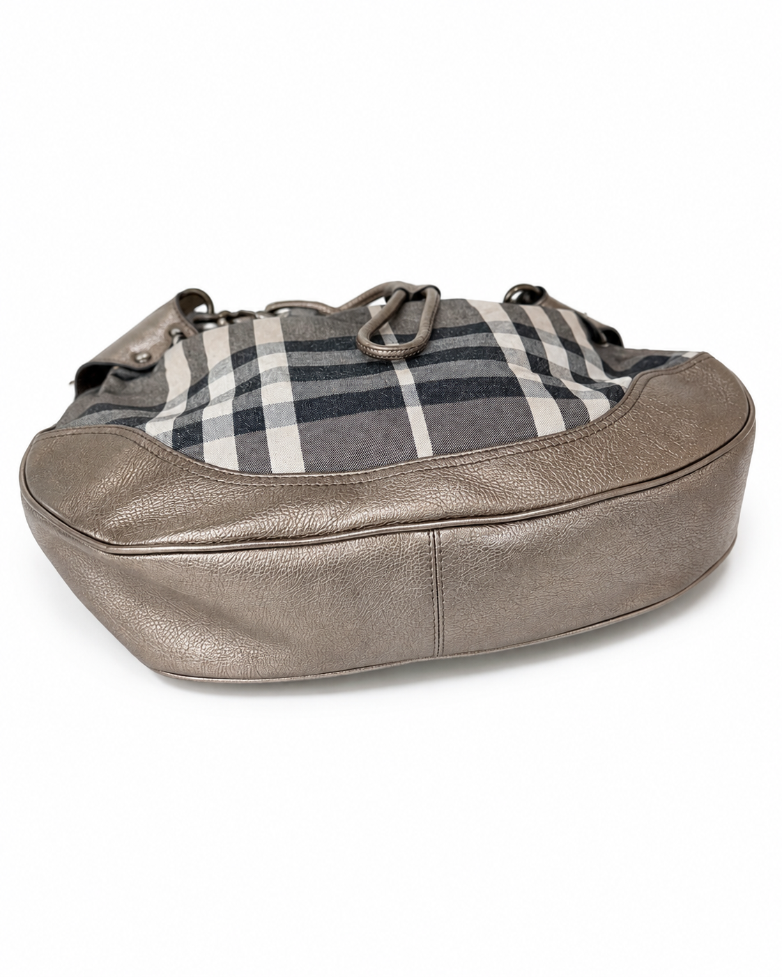 Burberry Shimmer Check Hobo in Pewter