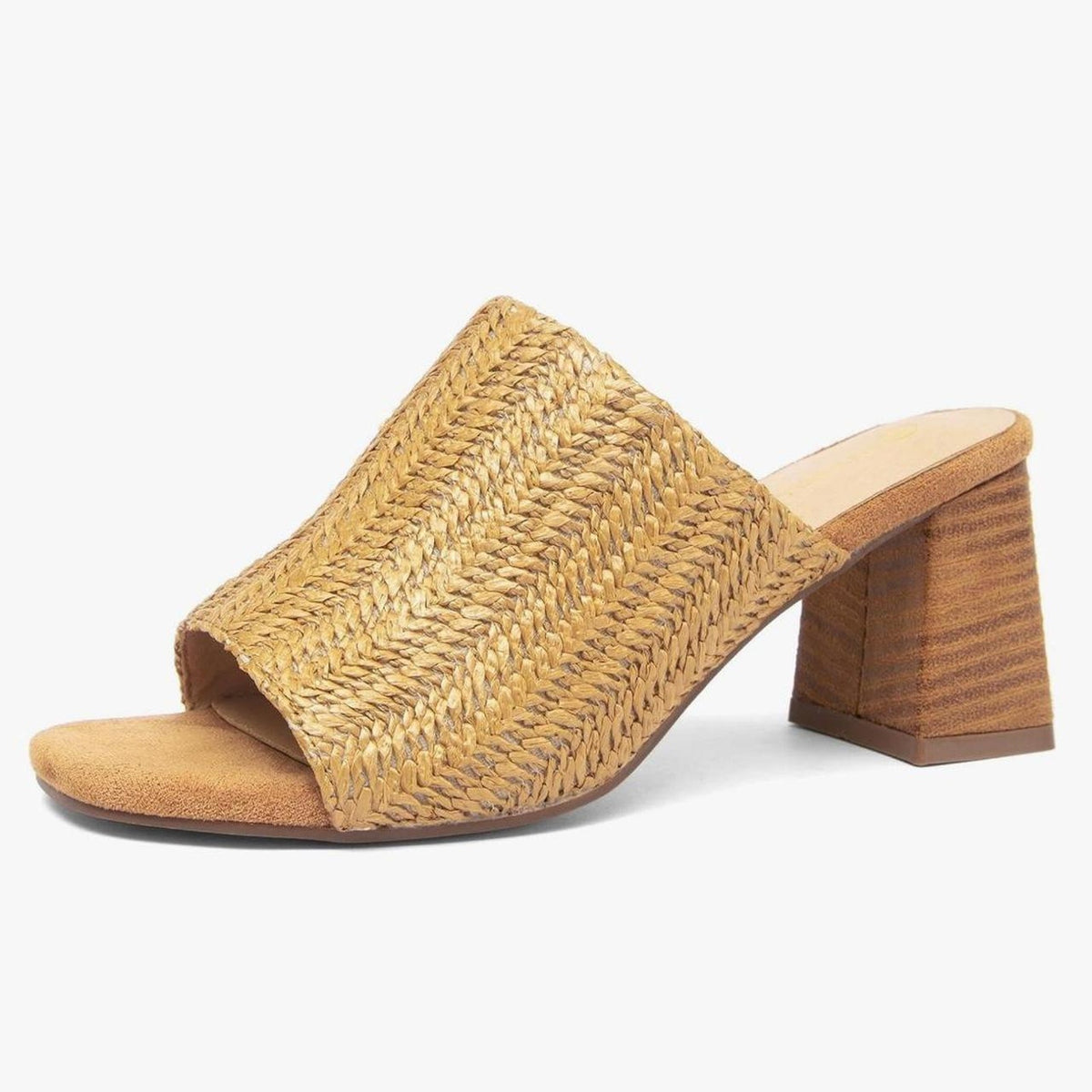 Newbella Square Toe Raffia Block Heel Slide Sandals Size 8.5 - Gloss & Grit