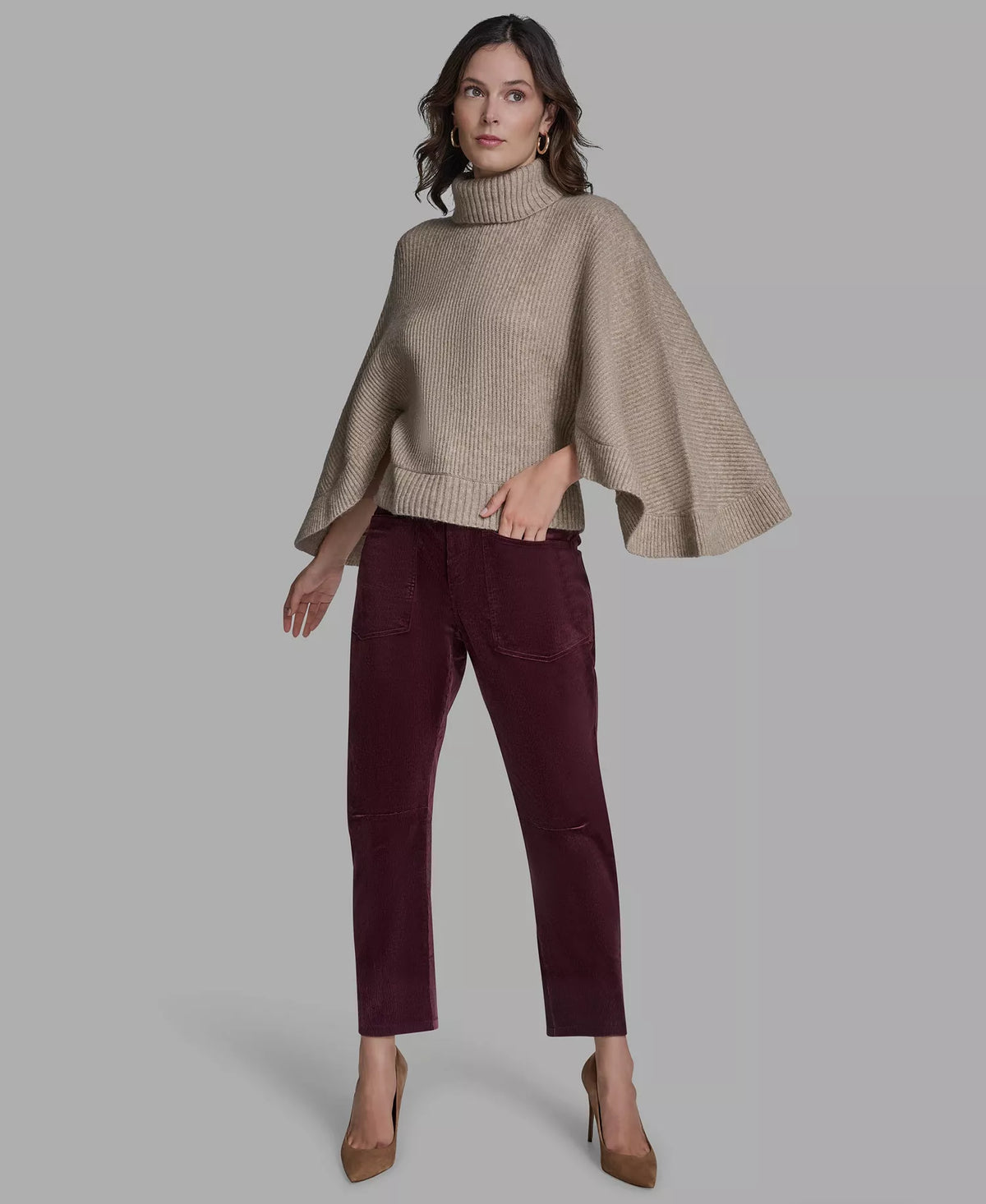 BCBG Women's Oversized Turtleneck Sweater Poncho - Gloss & Grit