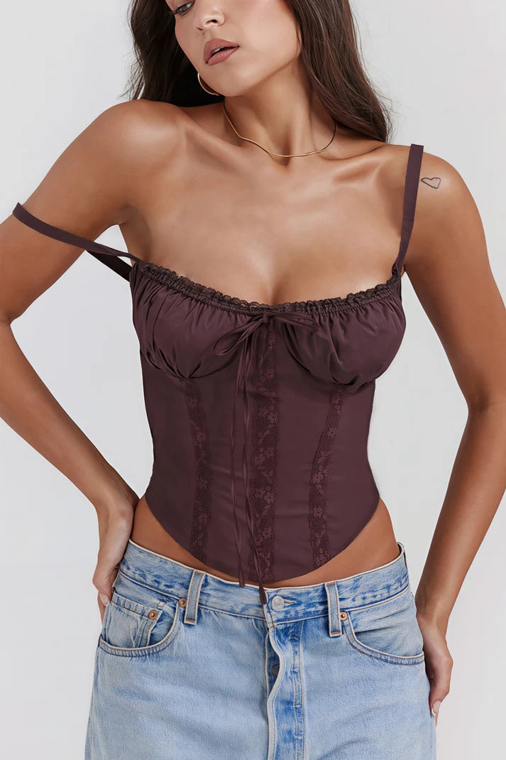 Amelie Lace Trim Corset Top