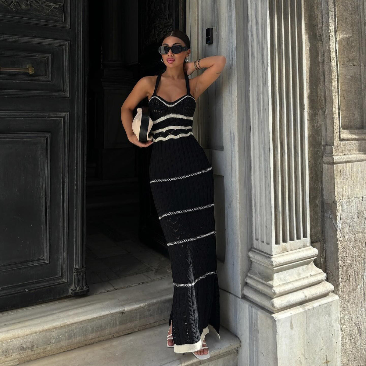 Women's Crochet Knit Maxi Dress - Gloss & Grit