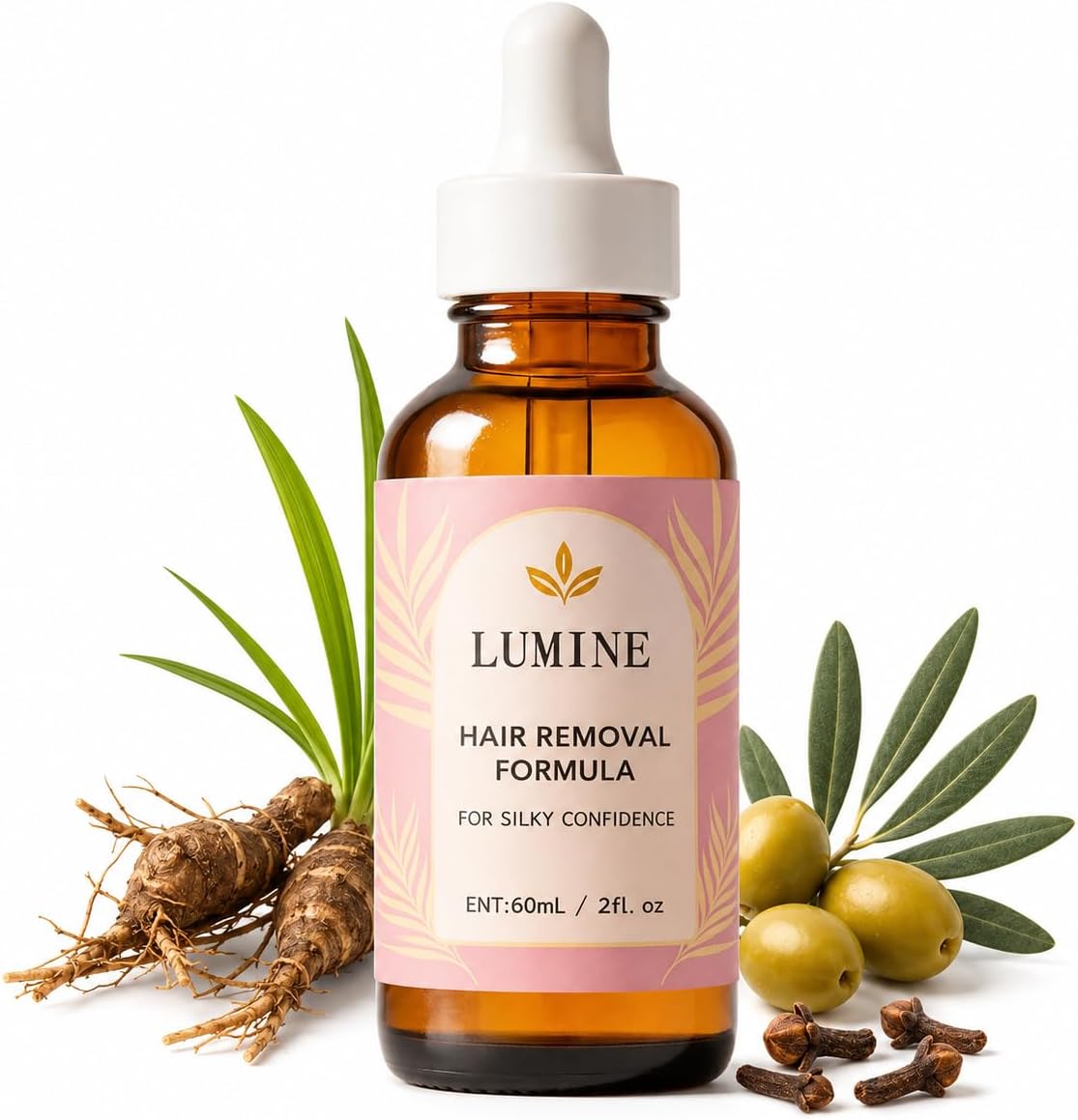 LUMINE Cyperus Rotundus Body Oil 2 fl oz amber dropper bottle with botanicals
