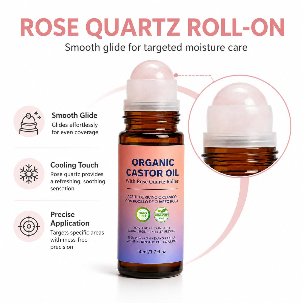Rose Quartz Castor Oil Roll-On