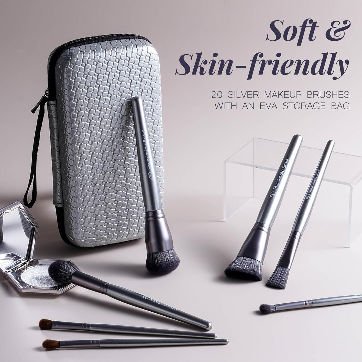 20-Piece Makeup Brush Set with Travel Case