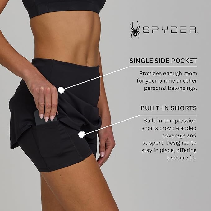 Spyder High-Waisted Tennis Skort with Pockets - Gloss & Grit