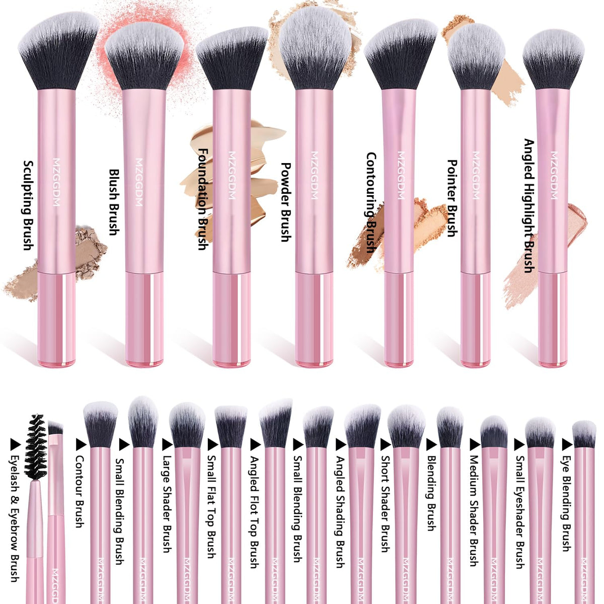 21 Piece Pink Makeup Brush Set