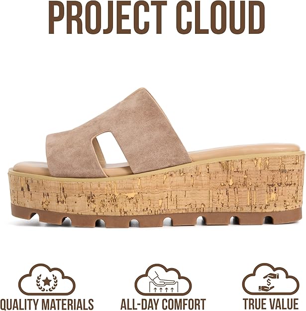 Sand Suede Mila Platform Wedge Sandals