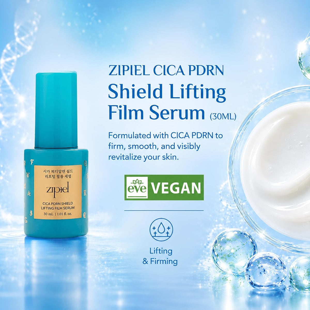 zipiel Cica PDRN Shield Lifting Film Serum 30 mL vegan lifting and firming serum