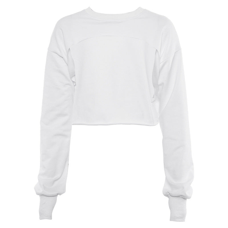 Cropped Long Sleeve Pullover Sweater Top - Gloss & Grit