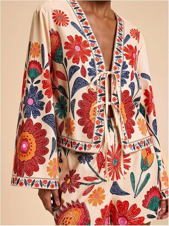 Marisol Floral Tie-Front Top & Shorts Set