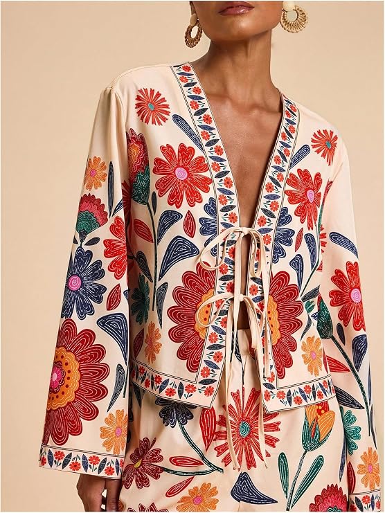 Marisol Floral Tie-Front Top & Shorts Set
