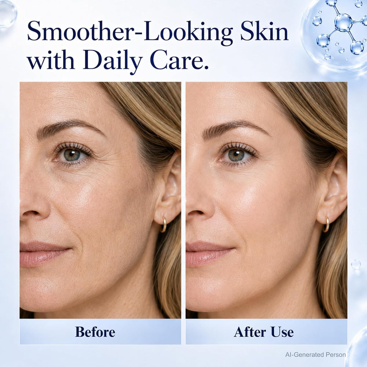 Before and after of smoother-looking skin with MAIAMIMAX Anti-Aging Face and Neck Cream