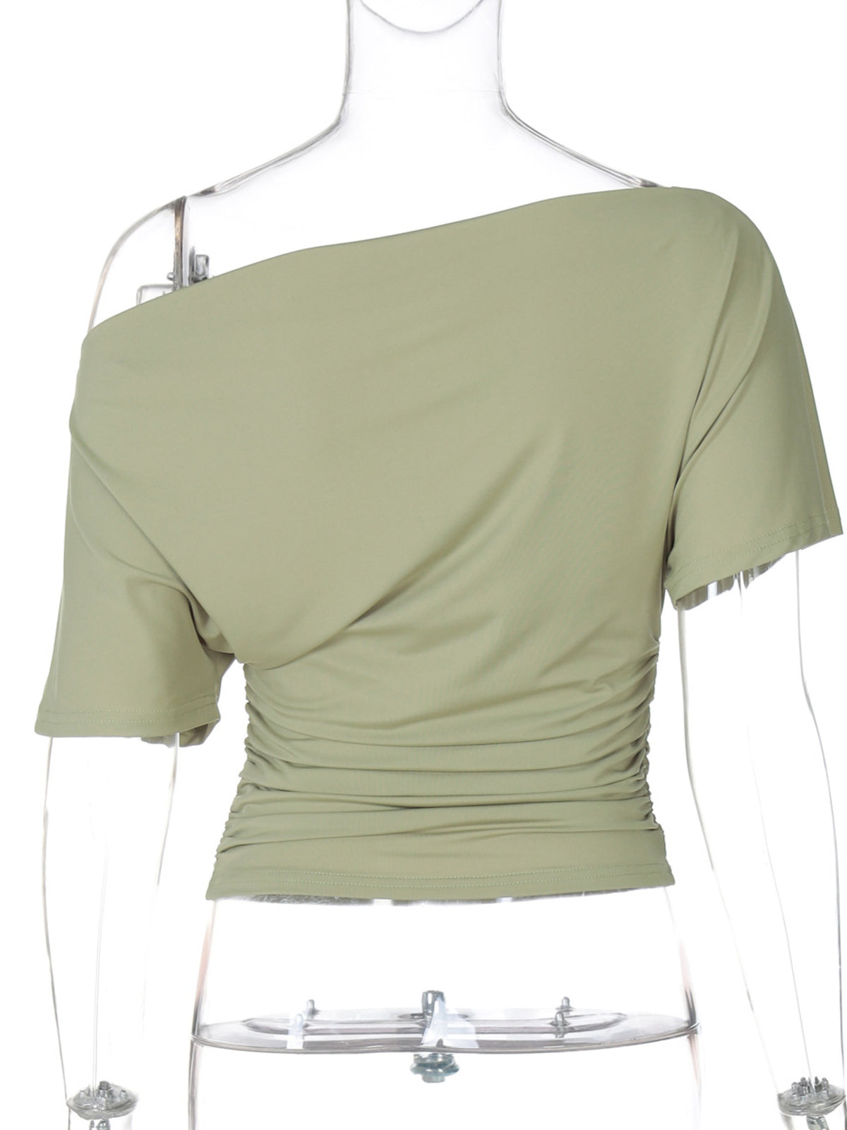 Ruched One-Shoulder Short Sleeve Top - Gloss & Grit