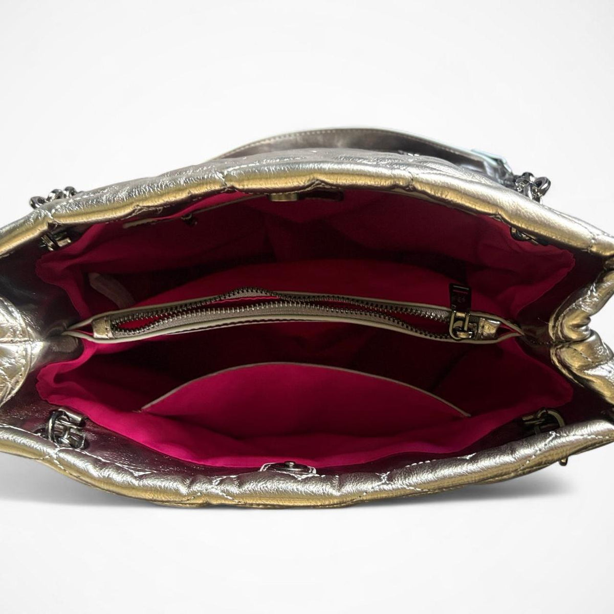 Betsey Johnson Metallic Quilted Heart Shoulder Bag - Gloss & Grit