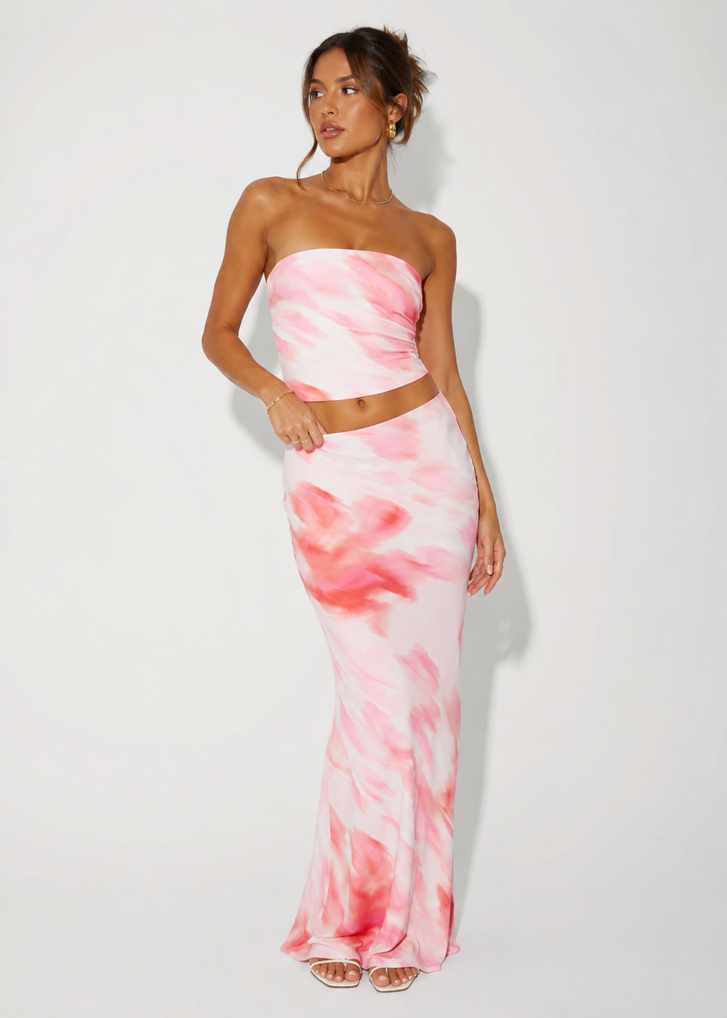 Printed Tube Top & Maxi Skirt Set