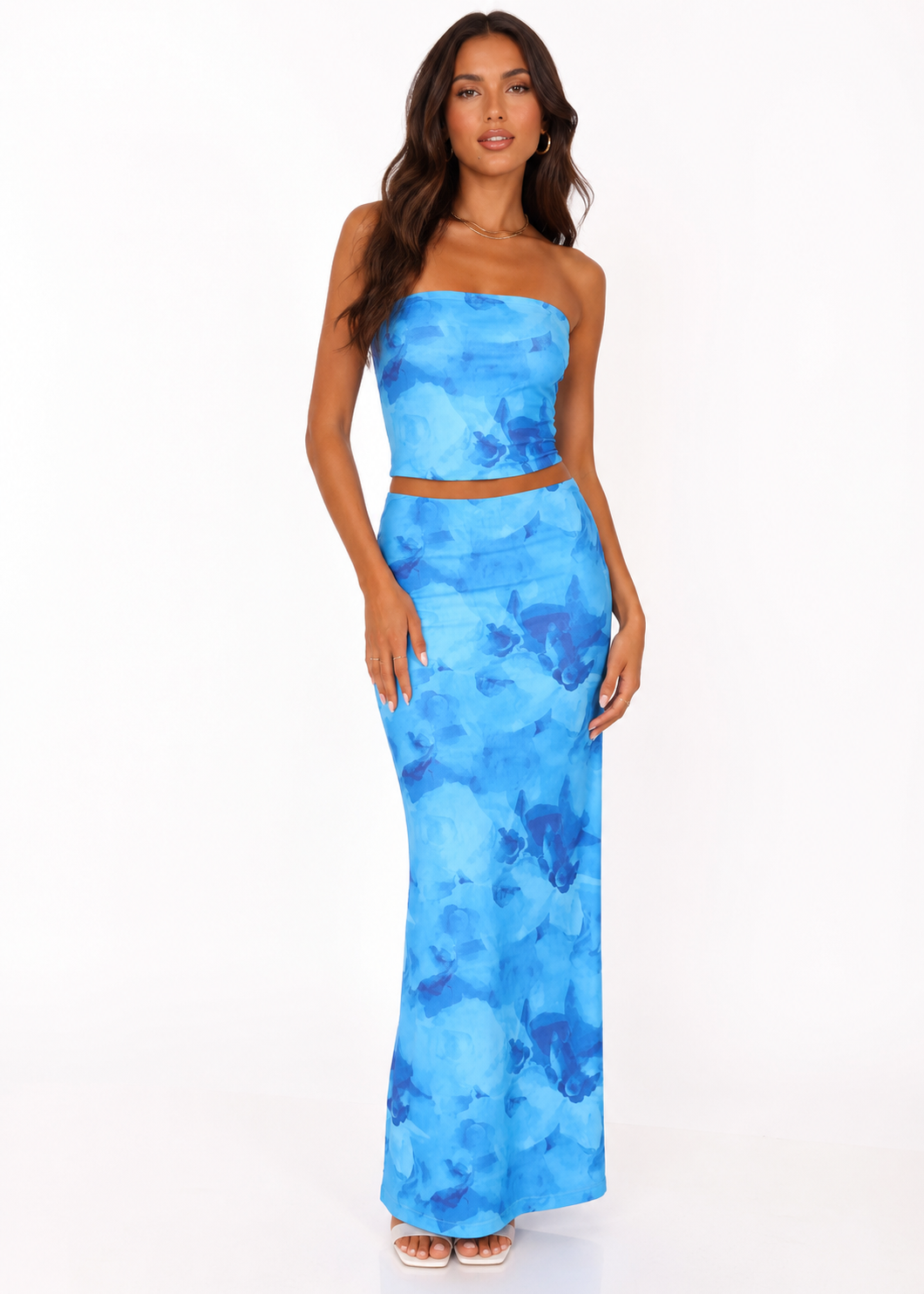 Printed Tube Top & Maxi Skirt Set