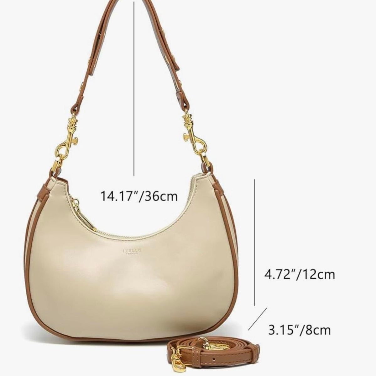 Cream & Caramel Two-Tone Shoulder Bag with Adjustable Strap - Gloss & Grit