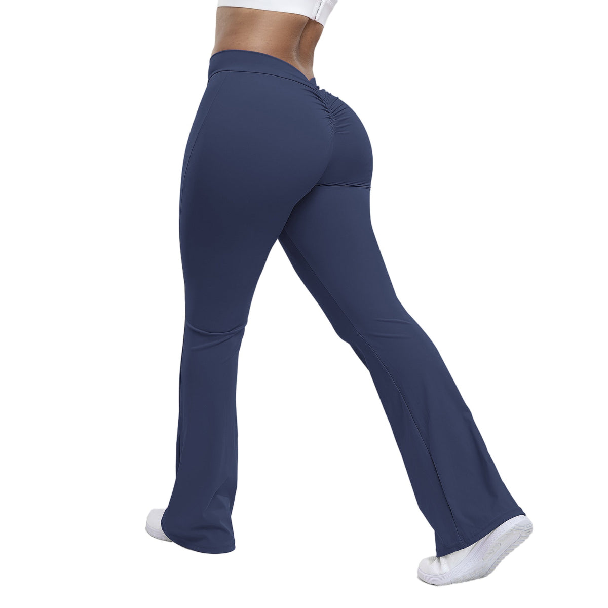 High-Waist Flared Yoga Pants with Scrunch Detail - Gloss & Grit
