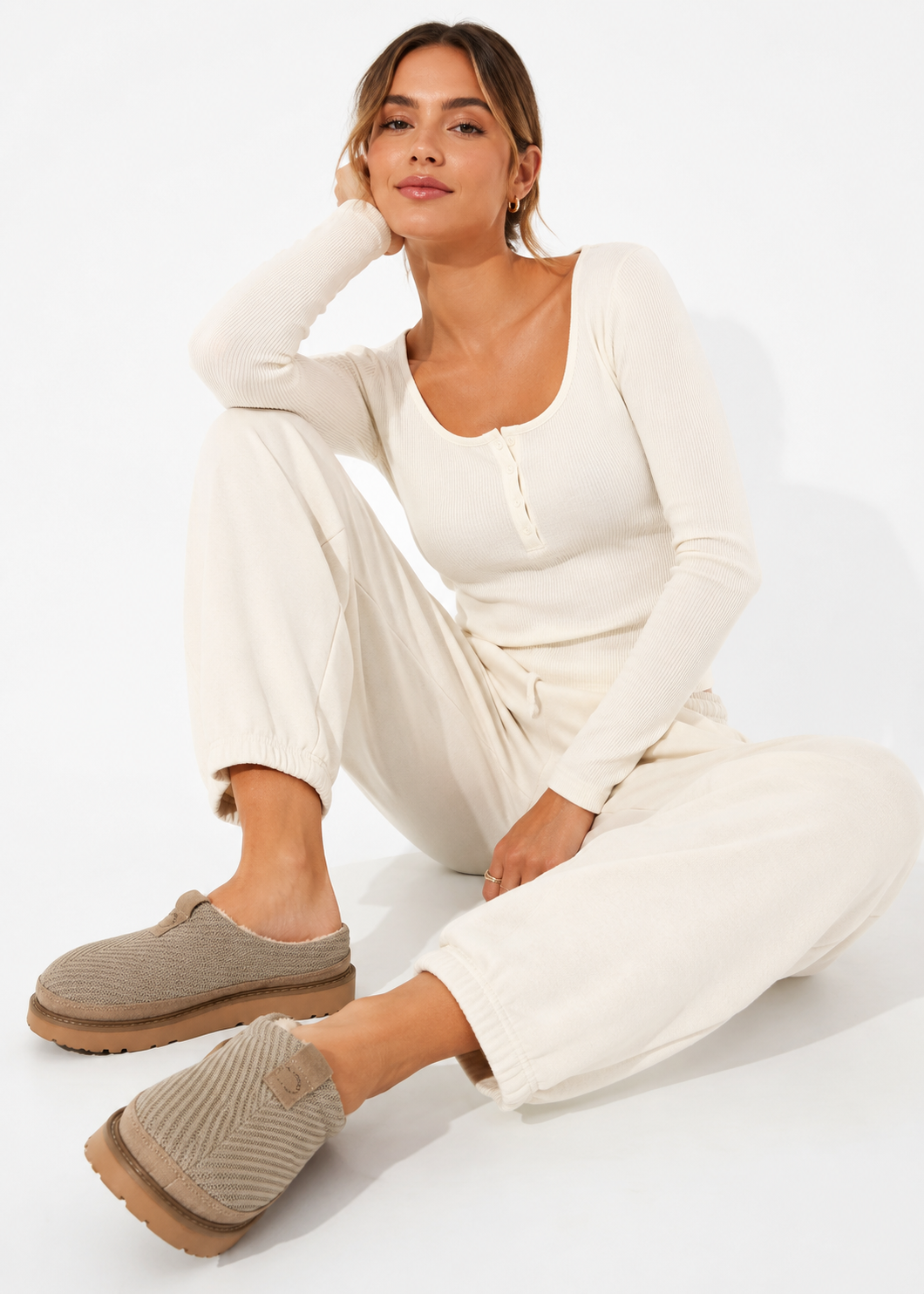 Genuine Shearling Fireside Greta Sport Knit Clogs