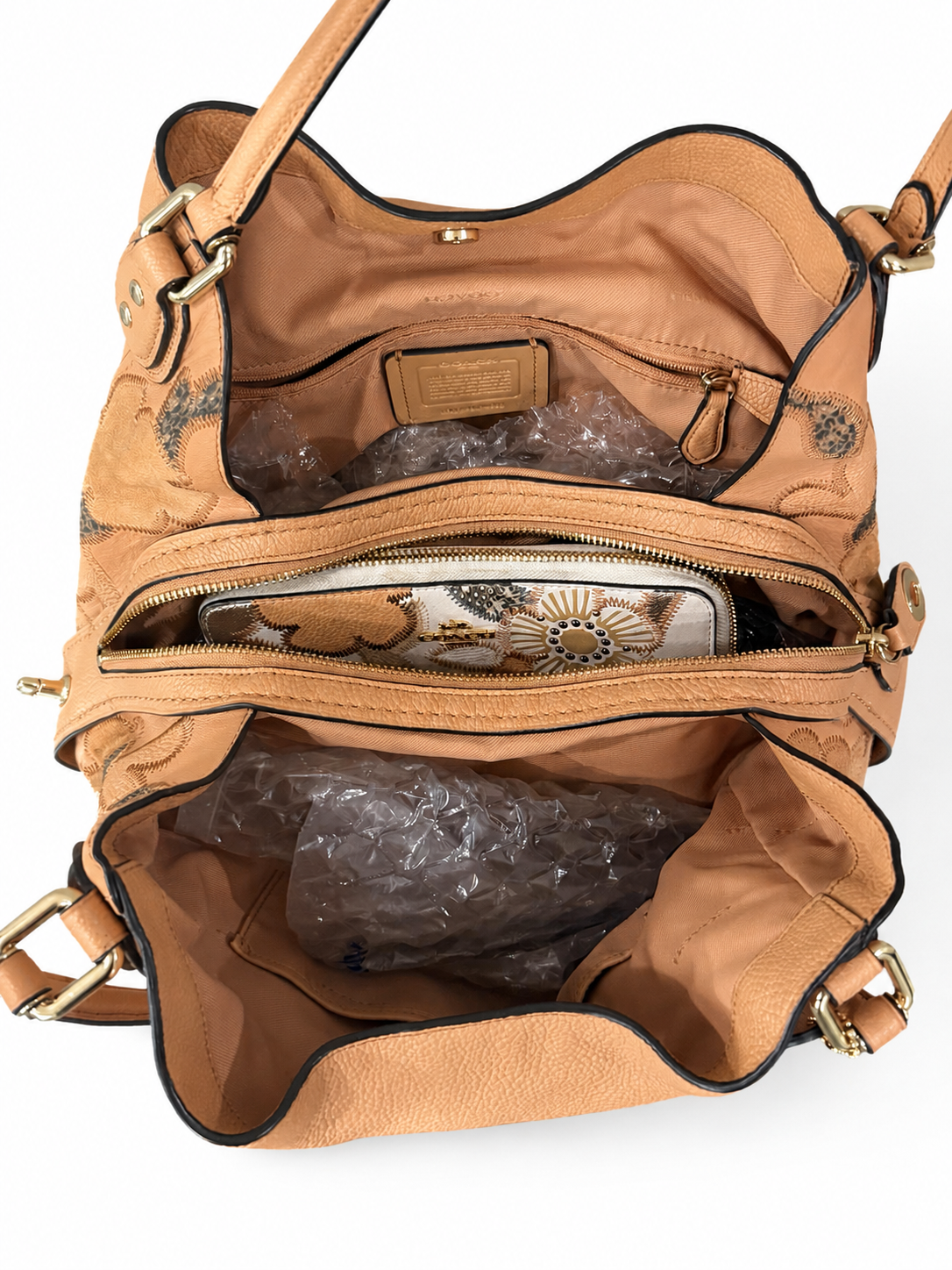 Coach Edie 31 open interior with matching wallet