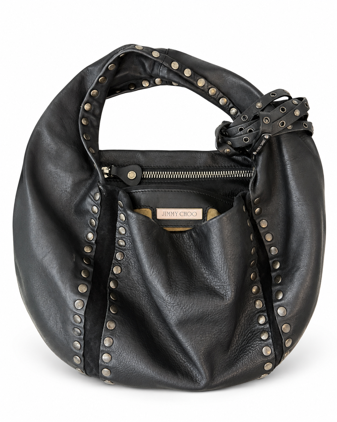 Jimmy Choo Saba Studded Leather Hobo Bag