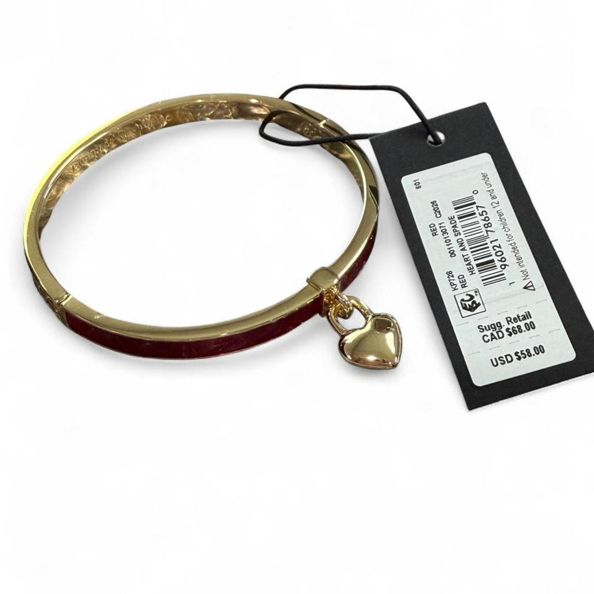 Kate Spade Red & Gold Heart Spade Thin Bangle – product image 1