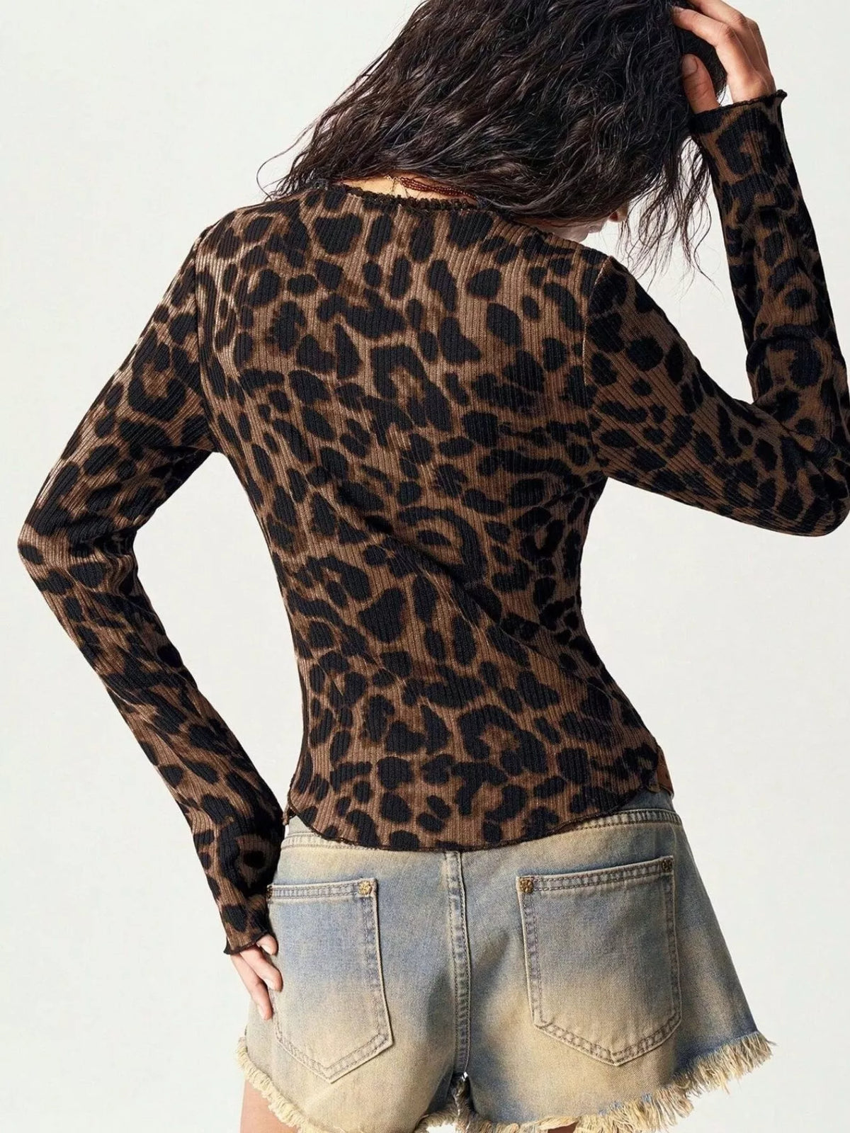 Leopard Print Button-Down Top Long Sleeve Fitted Everyday Shirt - Gloss & Grit