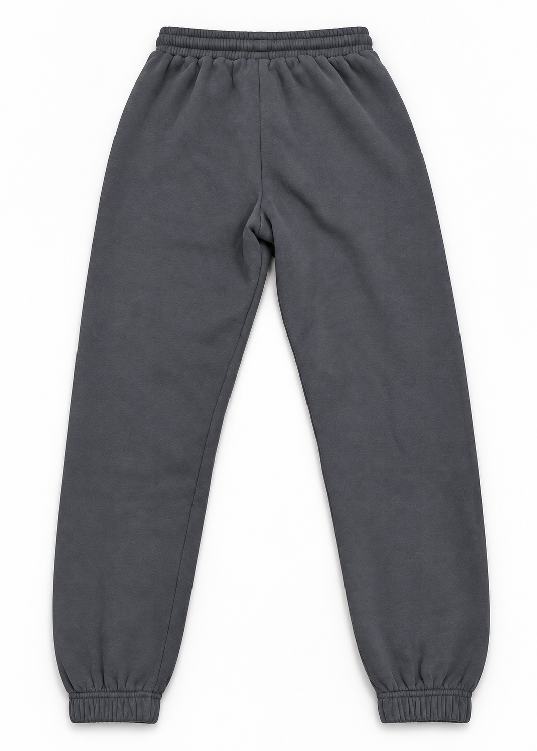 White Fox Vol.3 charcoal joggers studio back flat lay