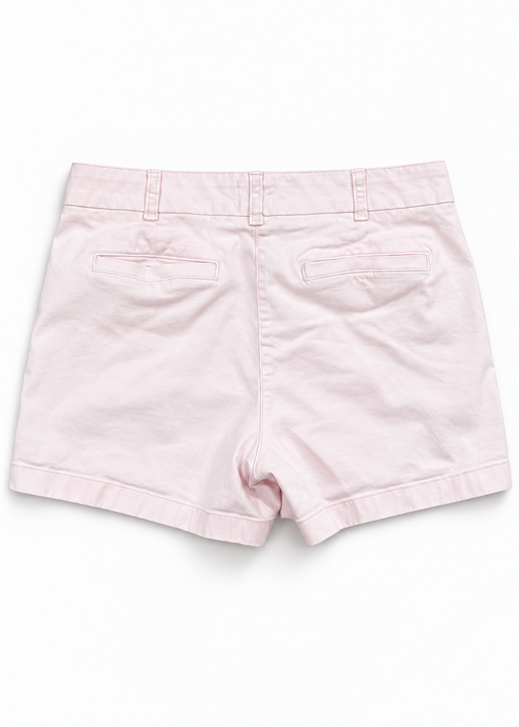 J.Crew light pink chino shorts back view showing welt pockets