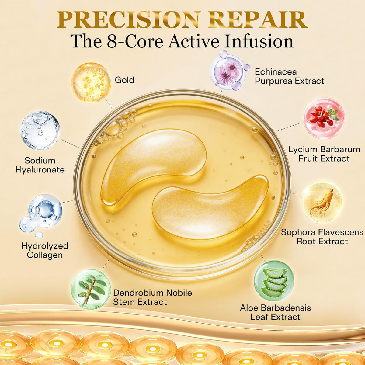 Kaelynne 24K Gold Hydrogel Under-Eye Patches – 60 Pieces