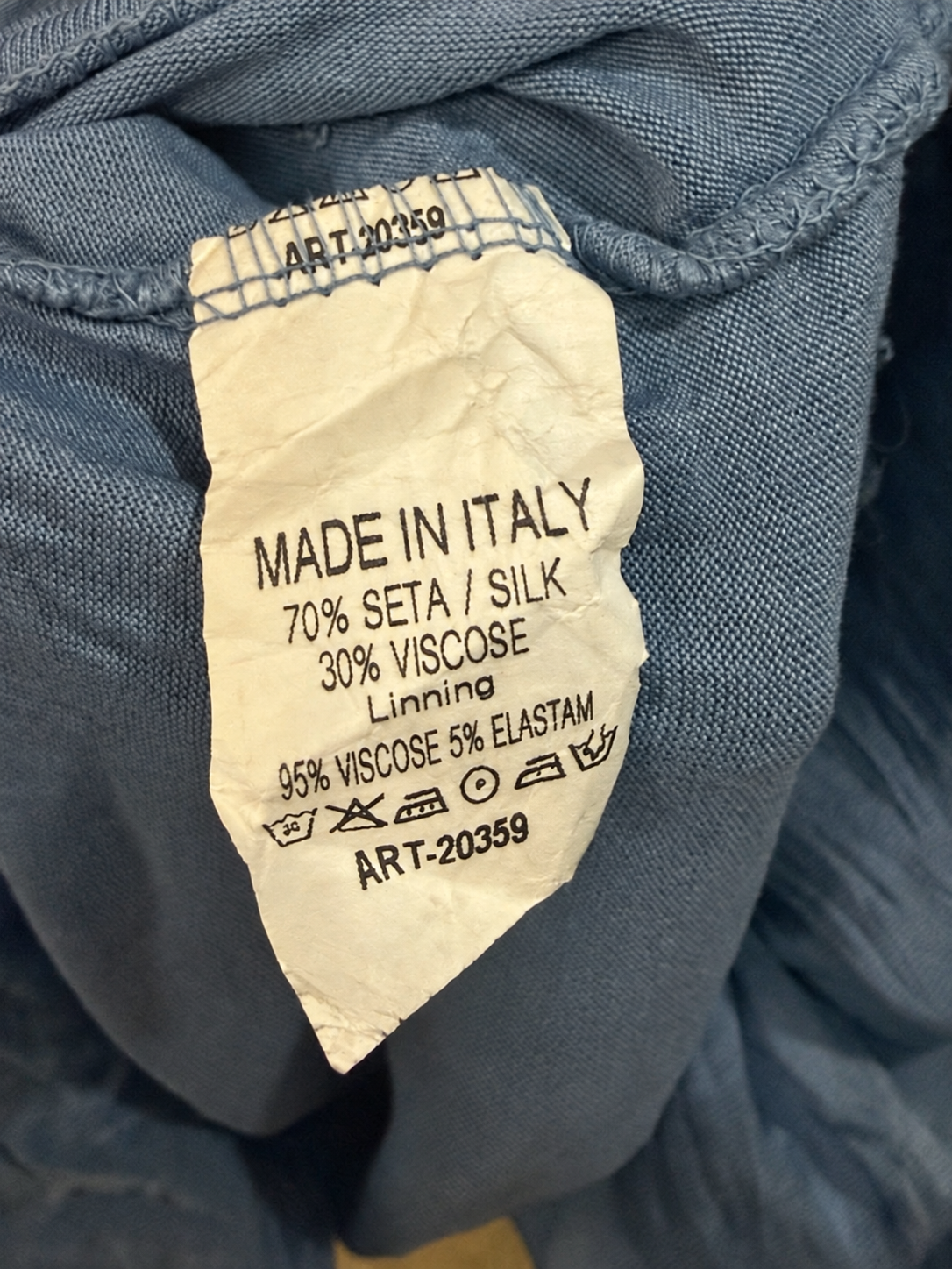 Mercantile blouse fabric composition and care label