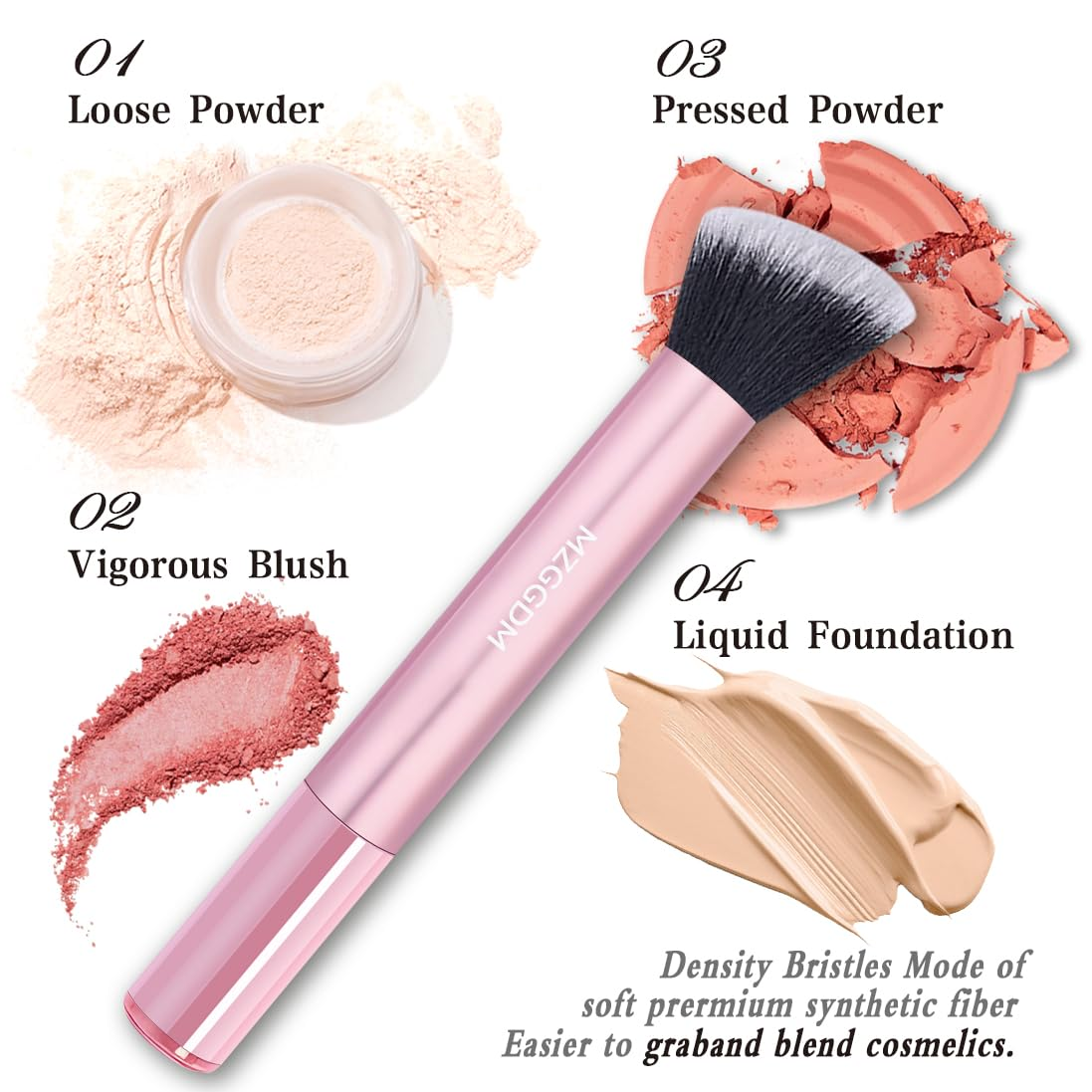 Pink makeup brush synthetic fiber bristle detail