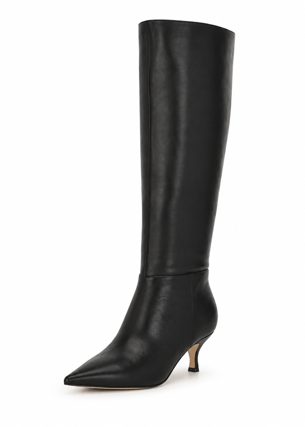 Nine West Somas wide calf boots in black leather, front view