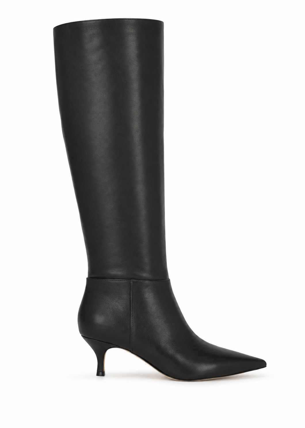 Nine West Somas wide calf boots in black leather, side view