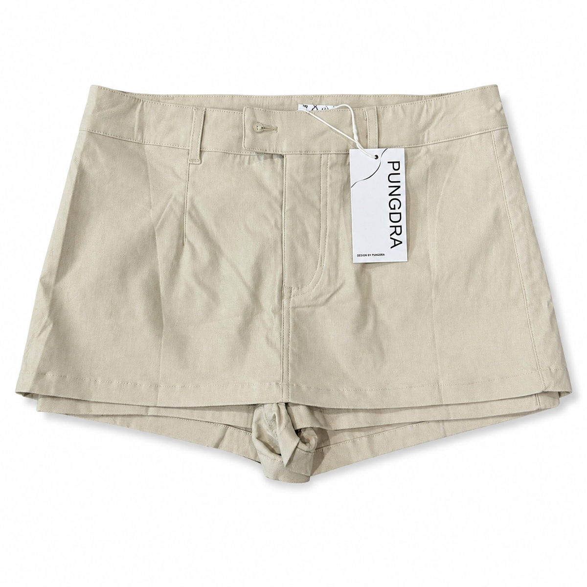 PUNGDRA khaki low-rise mini skort front view