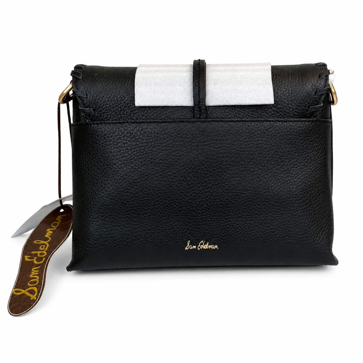 Sam Edelman Sylvia black fold-over crossbody bag back view