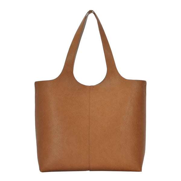 Madison West Elle Tote 2-in-1 Vegan Leather Tan Tote Bag