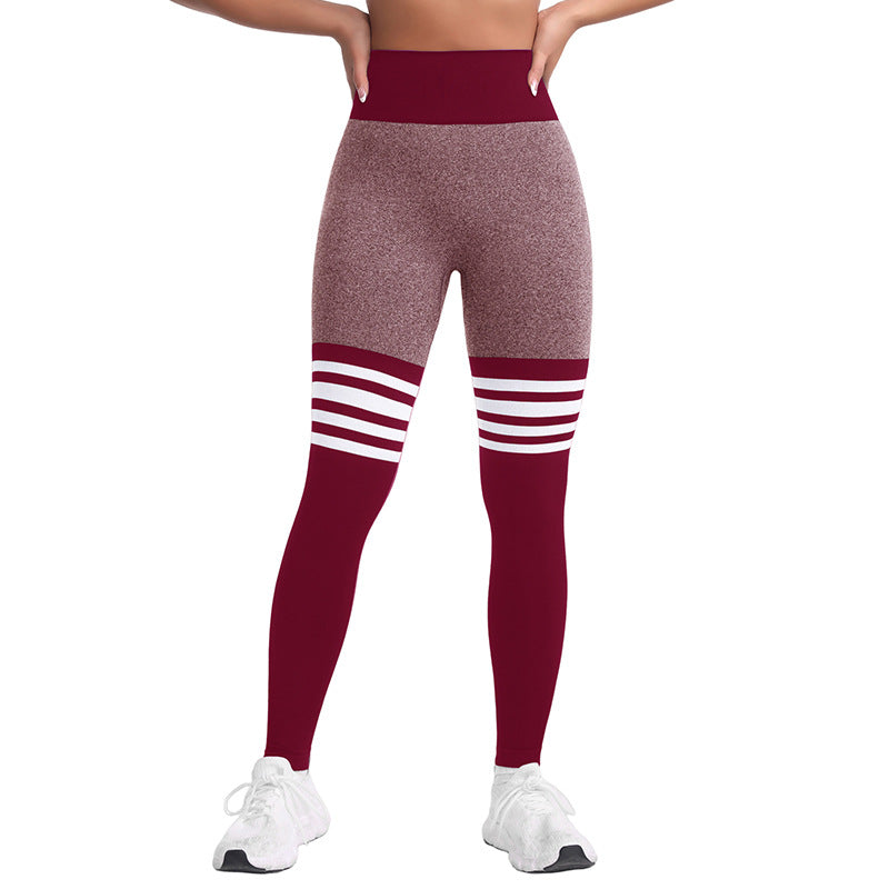 High-Waist Striped Scrunch Gym Leggings - Gloss & Grit
