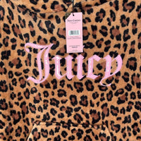 Women’s Juicy Couture Leopard Sherpa Hoodie Dress Cozy Lounge Sleepwear
