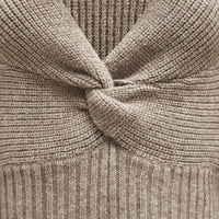 Women’s Fall Twist-Front V-Neck Sweater — Cropped Ribbed Pullover