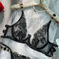 Gemstone Embroidered Bra & Garter Set