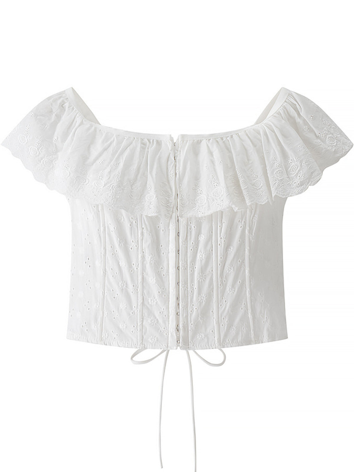 White Eyelet Ruffle Trim Corset Tank - Gloss & Grit