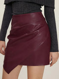 Ruched Faux Leather High-Waist Mini Skirt - Gloss & Grit