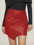 Ruched Faux Leather High-Waist Mini Skirt - Gloss & Grit