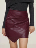 Ruched Faux Leather High-Waist Mini Skirt - Gloss & Grit