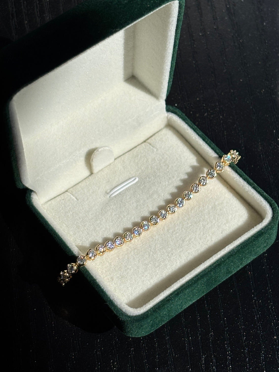 Sterling Silver 14K Gold Plated 2.5mm Round Cut Moissanite Tennis Bracelet