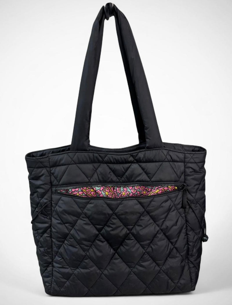 Women’s Vera Bradley Black Featherweight Quilted Zip Tote Bag for Everyday Carry