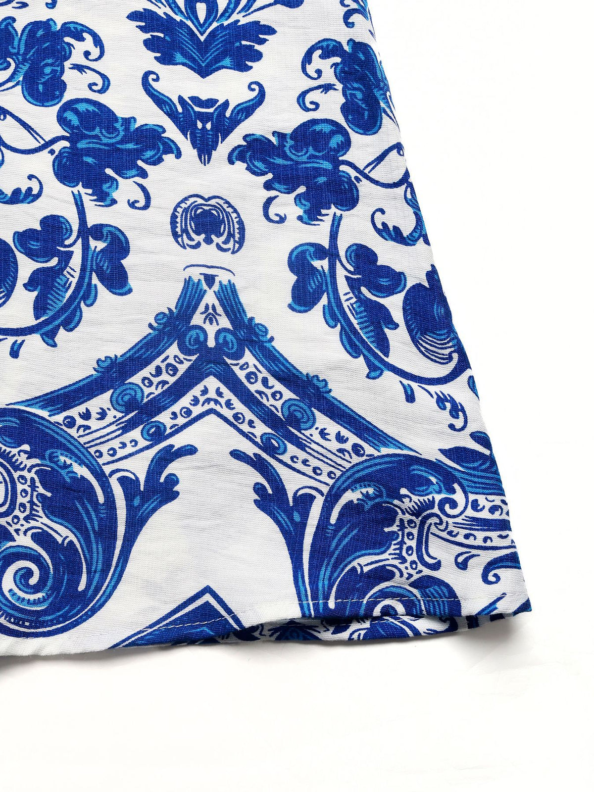 Women's Halter Maxi Dress | Blue Paisley Print High-Low - Gloss & Grit
