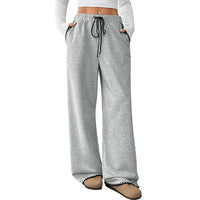 Women’s High Waist Wide Leg Lounge Pants with Pockets - Drawstring Relaxed Fit