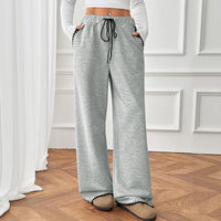 Women’s High Waist Wide Leg Lounge Pants with Pockets - Drawstring Relaxed Fit